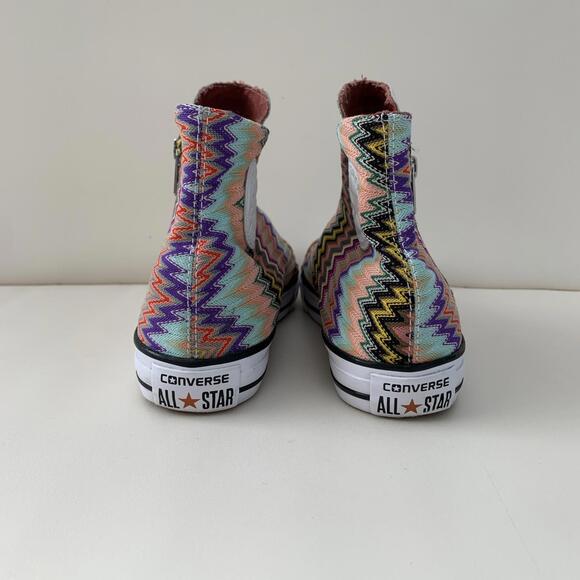 RARE! MISSONI CONVERSE HIGH TOP WOMENS SIZE 7.5 -8 Sneakers SIDE ZIP Excellent - Picture 8 of 9